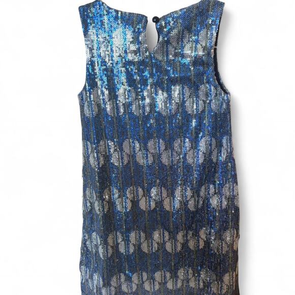Zunie y2k blue and silver sleeveless party blouse-size women's 5 - Picture 4 of 5